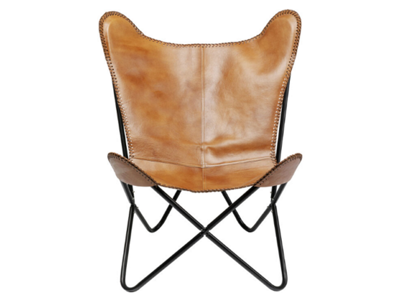 Butaca orejero Sillón California piel marrón