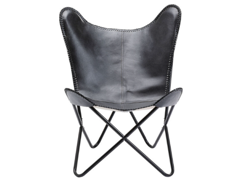 Butaca orejero Sillón California piel negro
