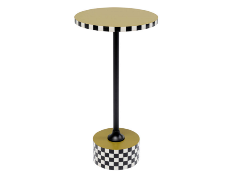 Mesa auxiliar Domero Checkers oliva Ø25cm
