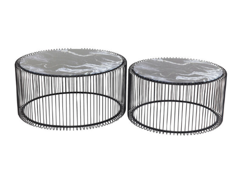 Mesa centro Wire Glas mármol negro (2/Set)
