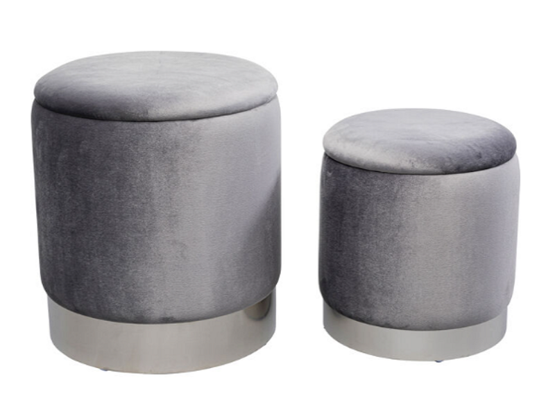 Taburete Cherry Almacenaje Gris Plateado 