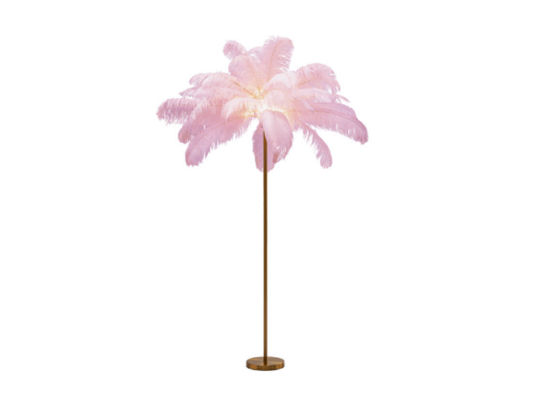 Lámpara pie Feather Palm rosa 165cm