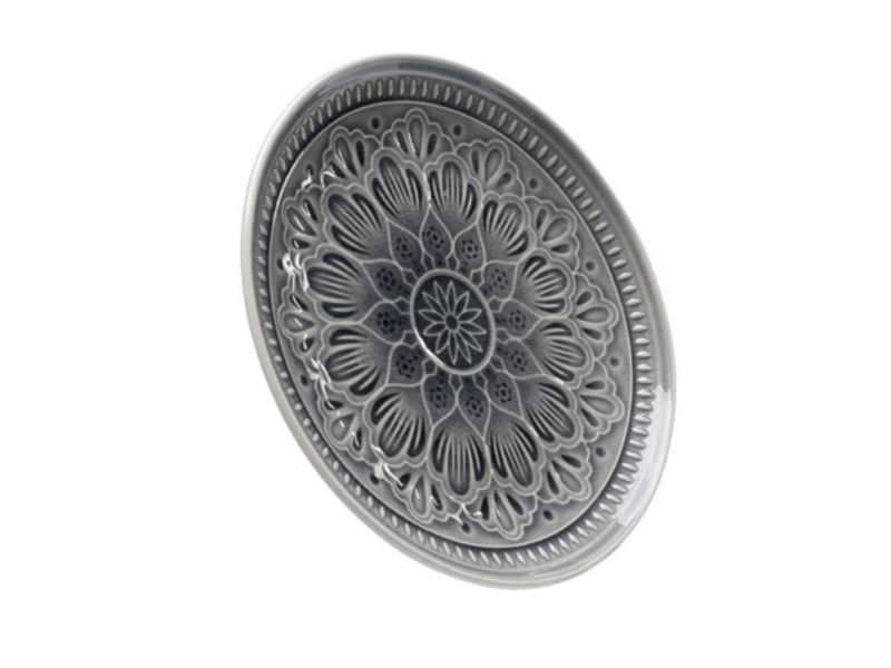 Plato Sicilia Mandala gris Ø21cm