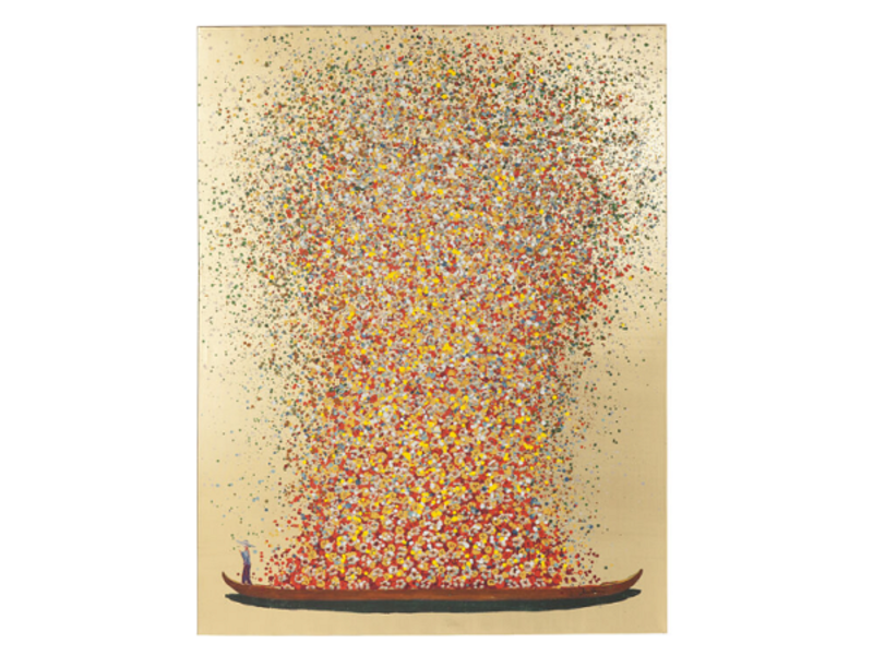 Cuadro Touched Flower Bo oro rojo 80x100cm