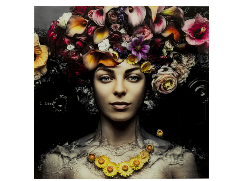 Cuadro cristal Flower Art Lady 80x80cm