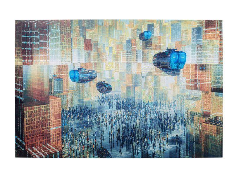 Cuadro cristal 3D Future City 150x100cm