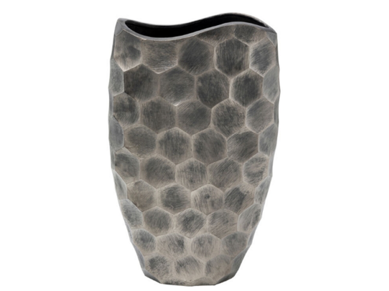 Vasija deco Sacramento Comb Plateado 59cm