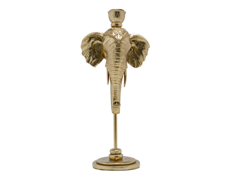 Portavelas Elephant Head oro 36cm