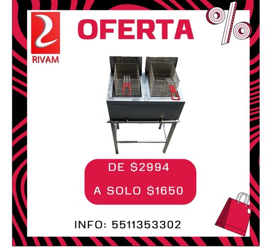 FREIDORA DOBLE CON TINAS DE ACERO INOX Mexico