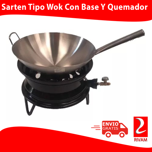 Sarten estilo Wok con base y quemador Mexico