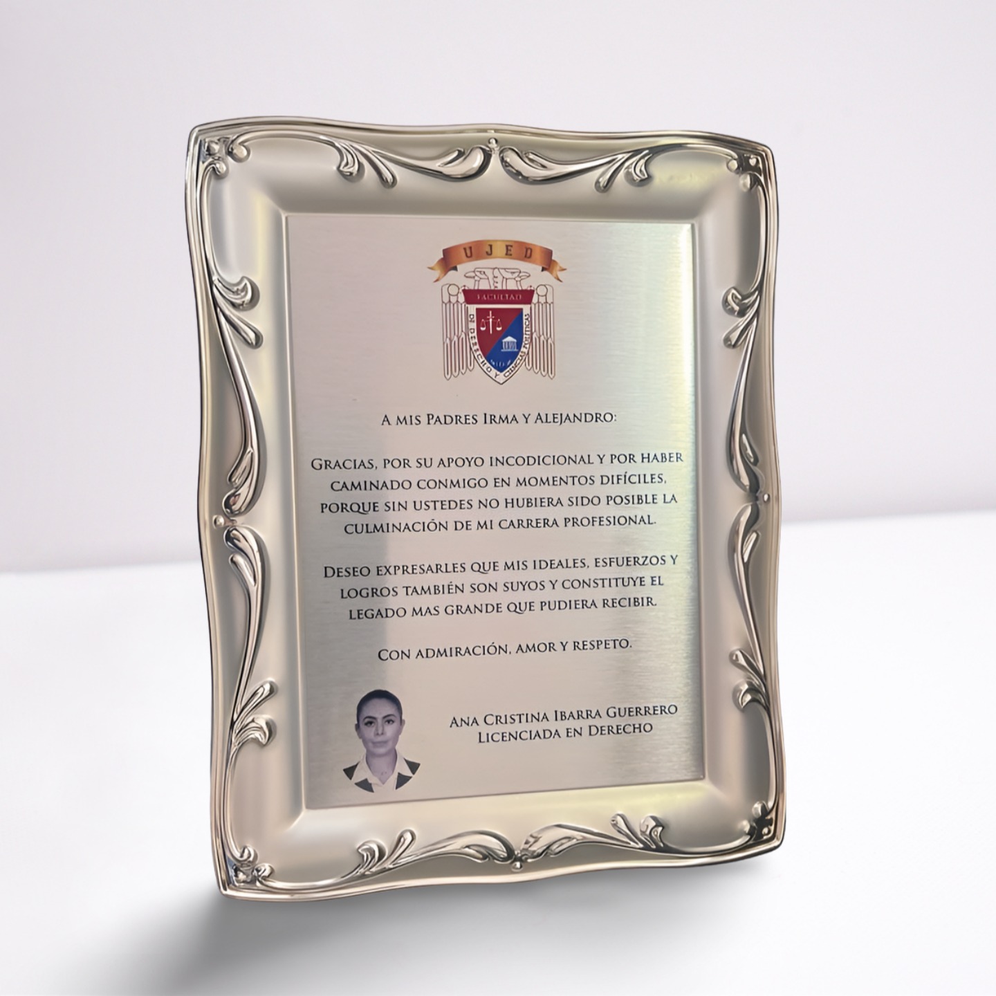 Reconocimientos en placa metálica