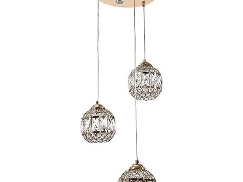 LUMINARIA COLGANTE EN ORO CON CRISTAL MÉXICO