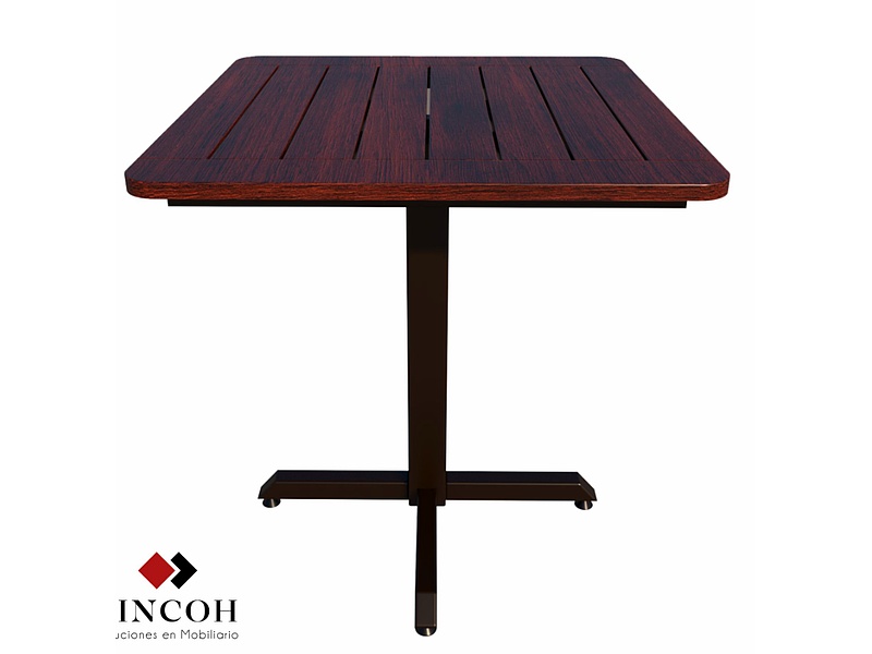 Mesa café oscura con base metalica Mexico