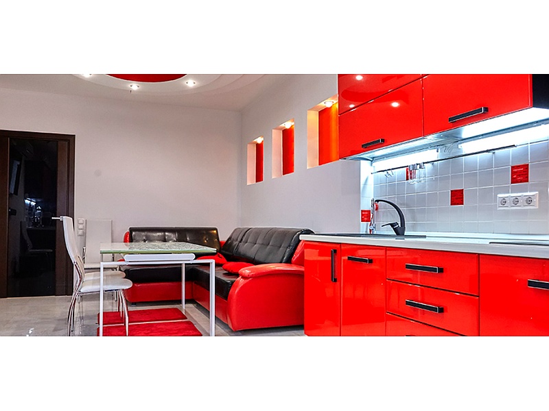 cocina rojo brillante México Fabrica De Cocinas Integrales