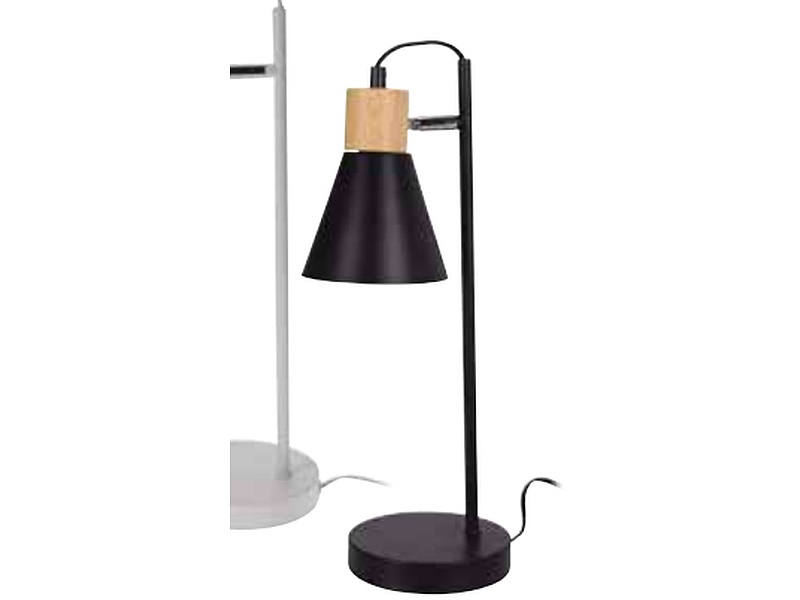 lámpara de mesa metal y madera México Plomelectrica San Miguel