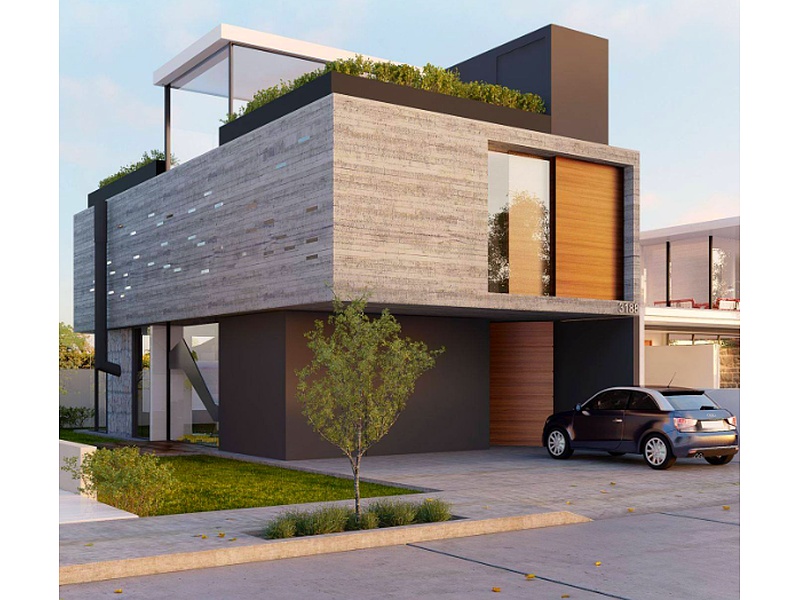 DISEÑO 3D DE RESIDENCIA PEQUEÑA MODERNA MEXICO