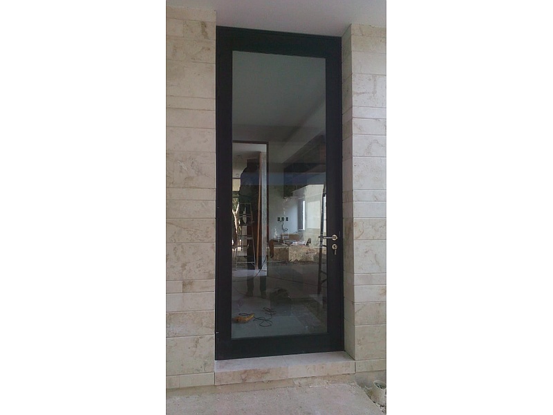 Puerta Ingreso Marrón Vidrio CDMX vidrios y aluminio Luna