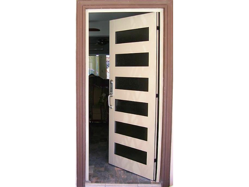 Puerta de Aluminio Natural con Panel de Vidrio México