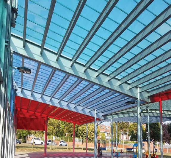 Pérgola vidrio México Herralumizcalli