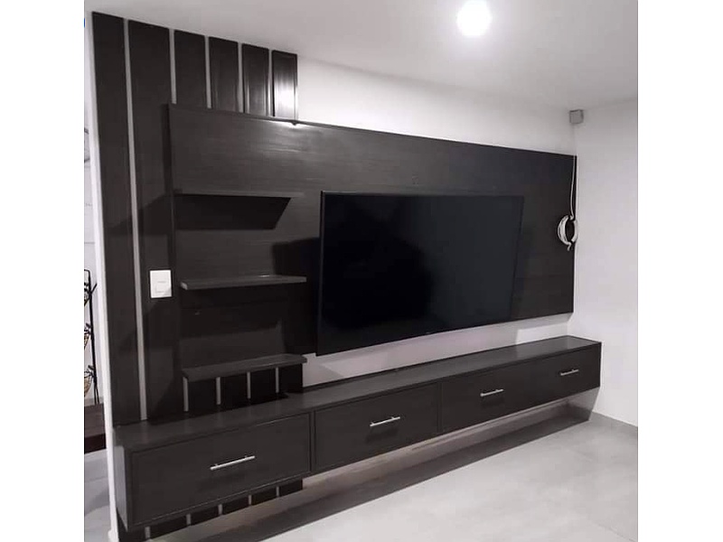 rack de tv negro Cancún PVC Muebles de la Riviera