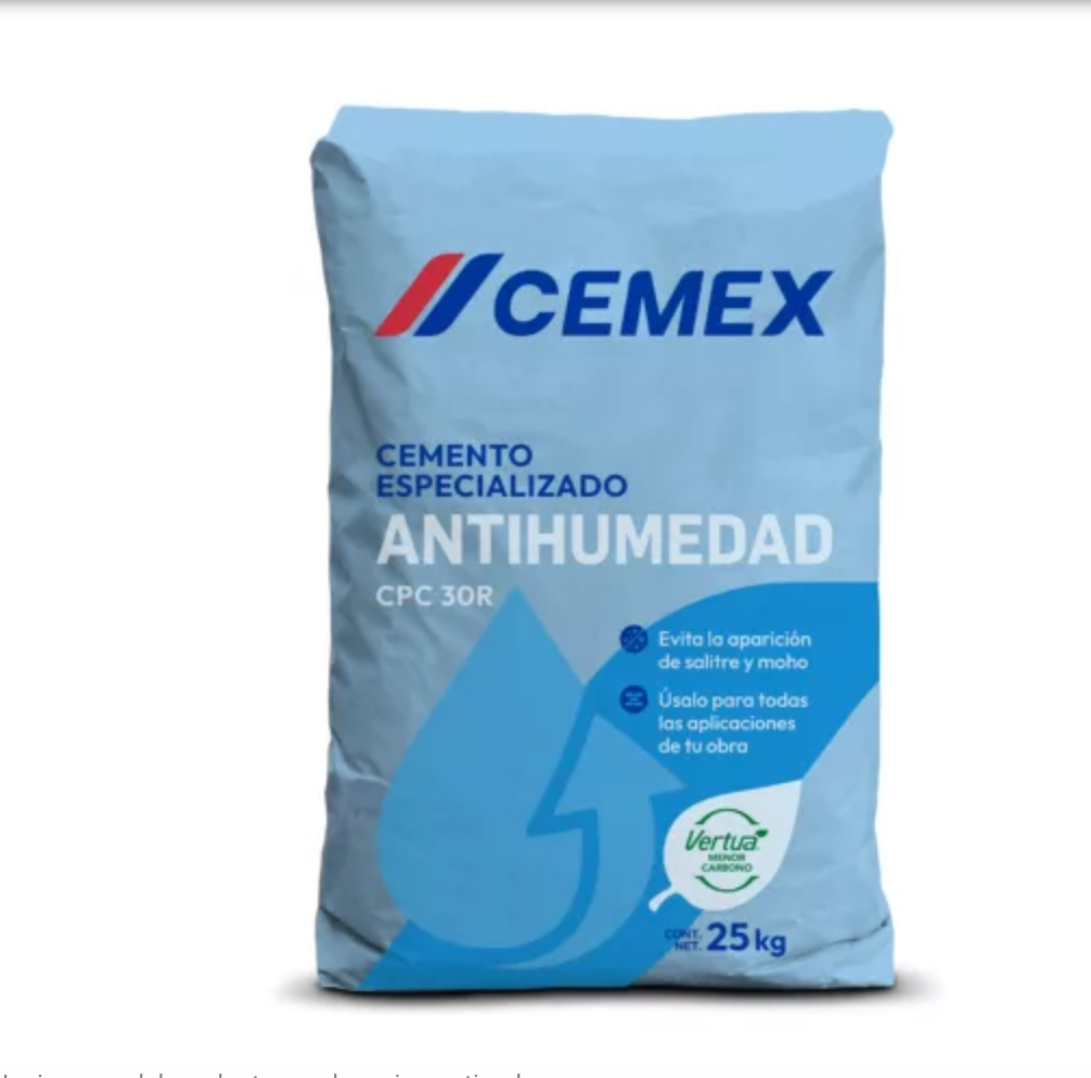 Cemex, Cemento Especializado Antihumedad 25 Kg, Saco