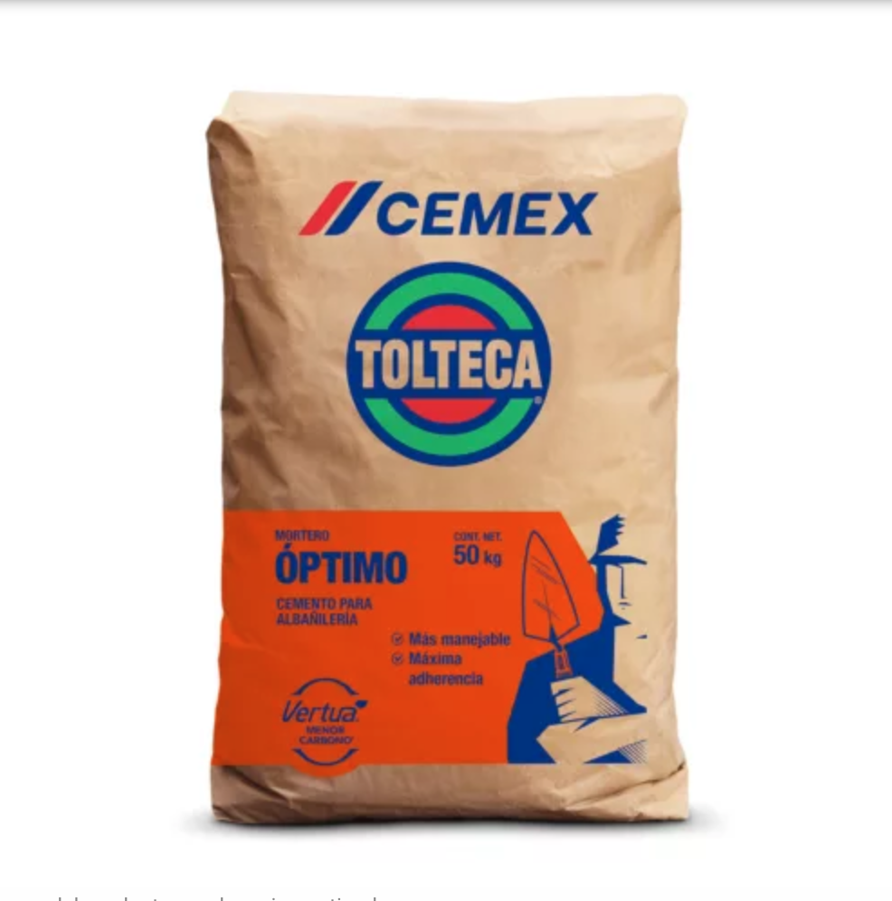 Cemex, Cemento Mortero Óptimo Tolteca 50 Kg, Tonelada