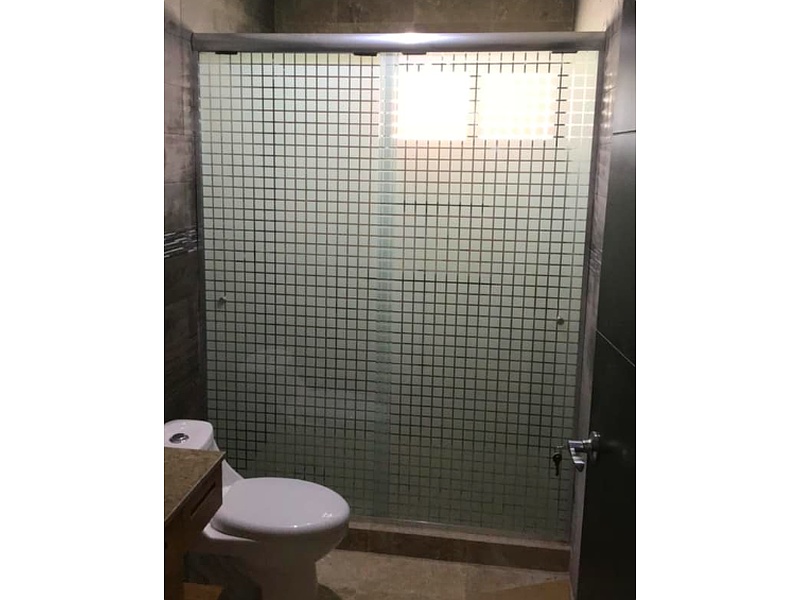 Puerta Vidrio Diseño Cuadrados Baño Durango Vidrios Guadiana