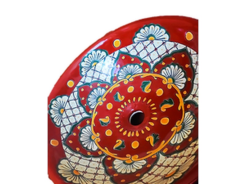 Grifería lavabo con diseño floral México PISOS DE BARRO SALTILLO - SALTILLO TILE MEXICO
