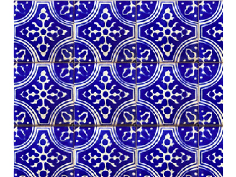 Ceramica con diseño azul con blanco Mexico