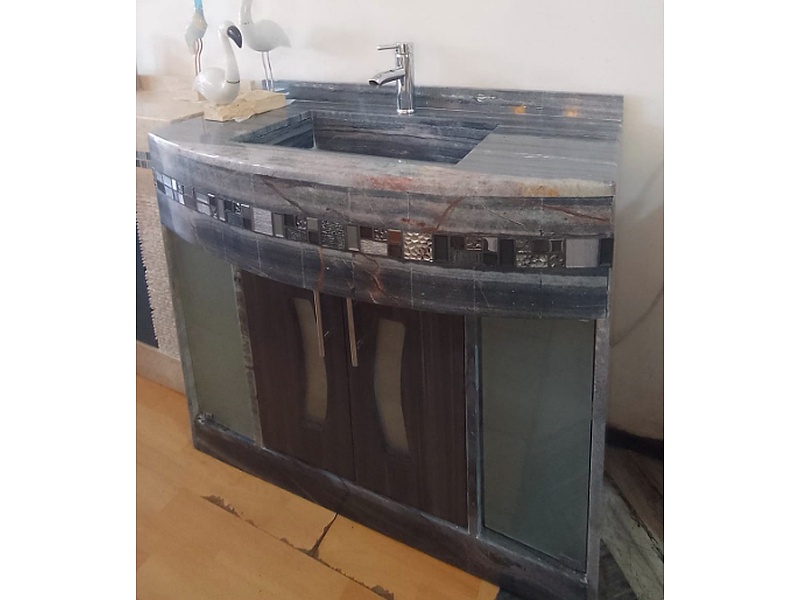 Mueble de baño en mármol color plomo Mexico