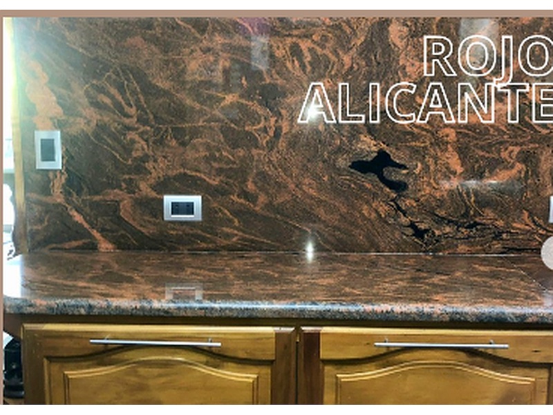 Cubierta Cocina Mármol Rojo Alicante México