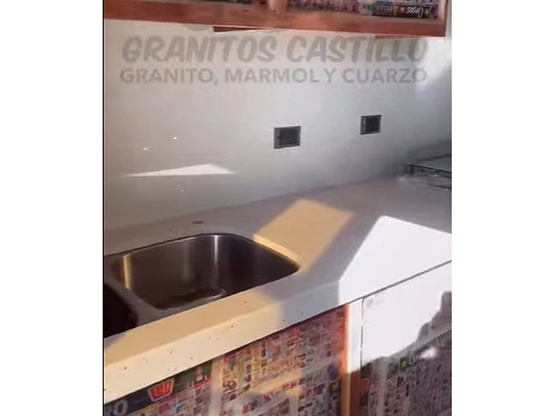 Mesón Cocina Cuarzo Blanco Galaxy México