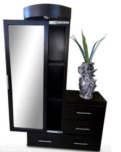 Aparador con espejo negro México Muebles Jenny