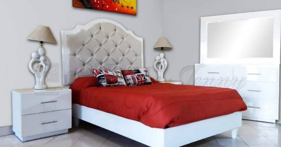 Cama forrada blanca México Muebles Jenny