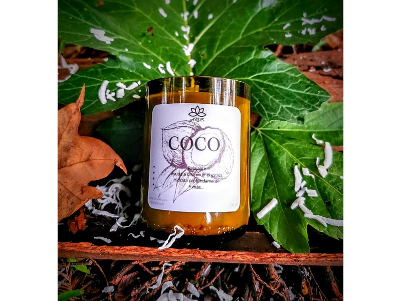 Vela de soya con cuarzos y aroma de COCO