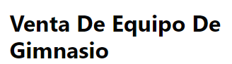 Venta De Equipo De Gimnasio