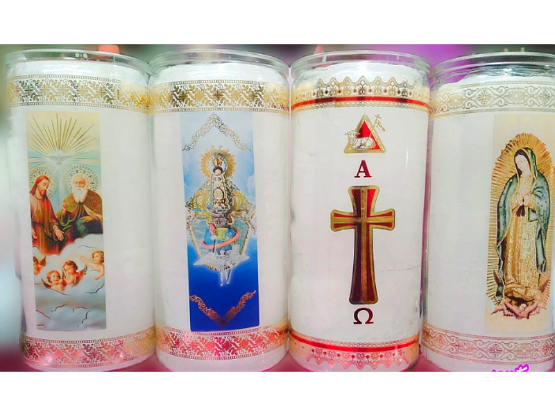 VELAS EN VASO VIGURAS RELIGIOSAS México