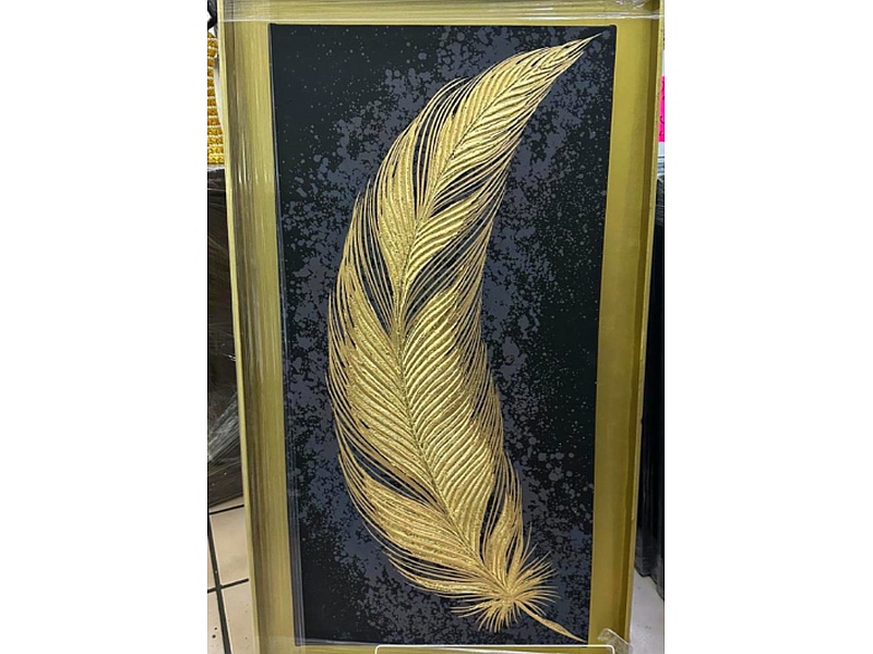 Cuadro Decorativo Pluma Dorada México