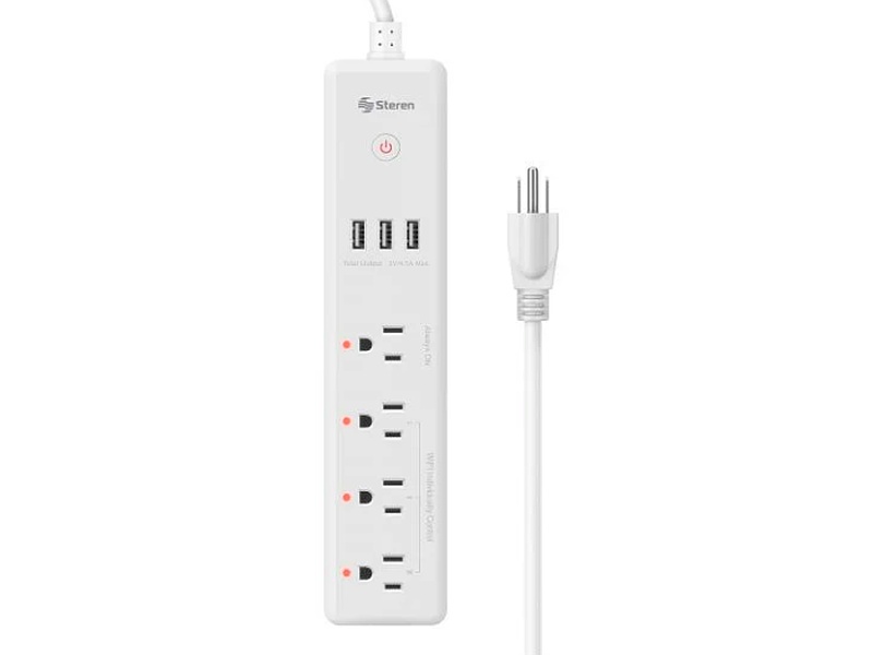 Multicontacto de 4 salidas horizontales y triple cargador USB México