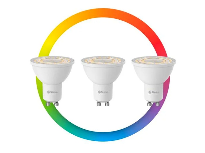 3 focos LED dicroicos Wi-Fi RGB+W México