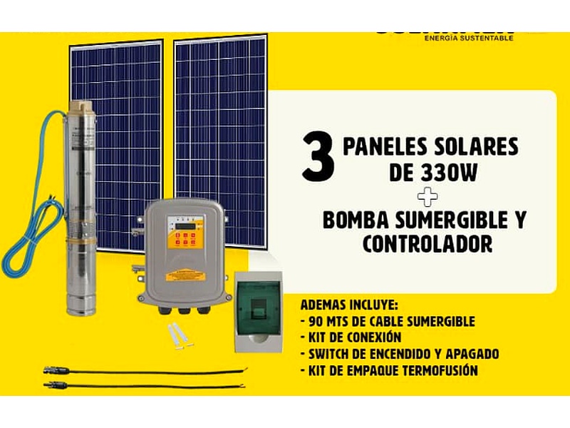 3 Paneles Solares de 330W + Bomba Sumergible y Controlador México