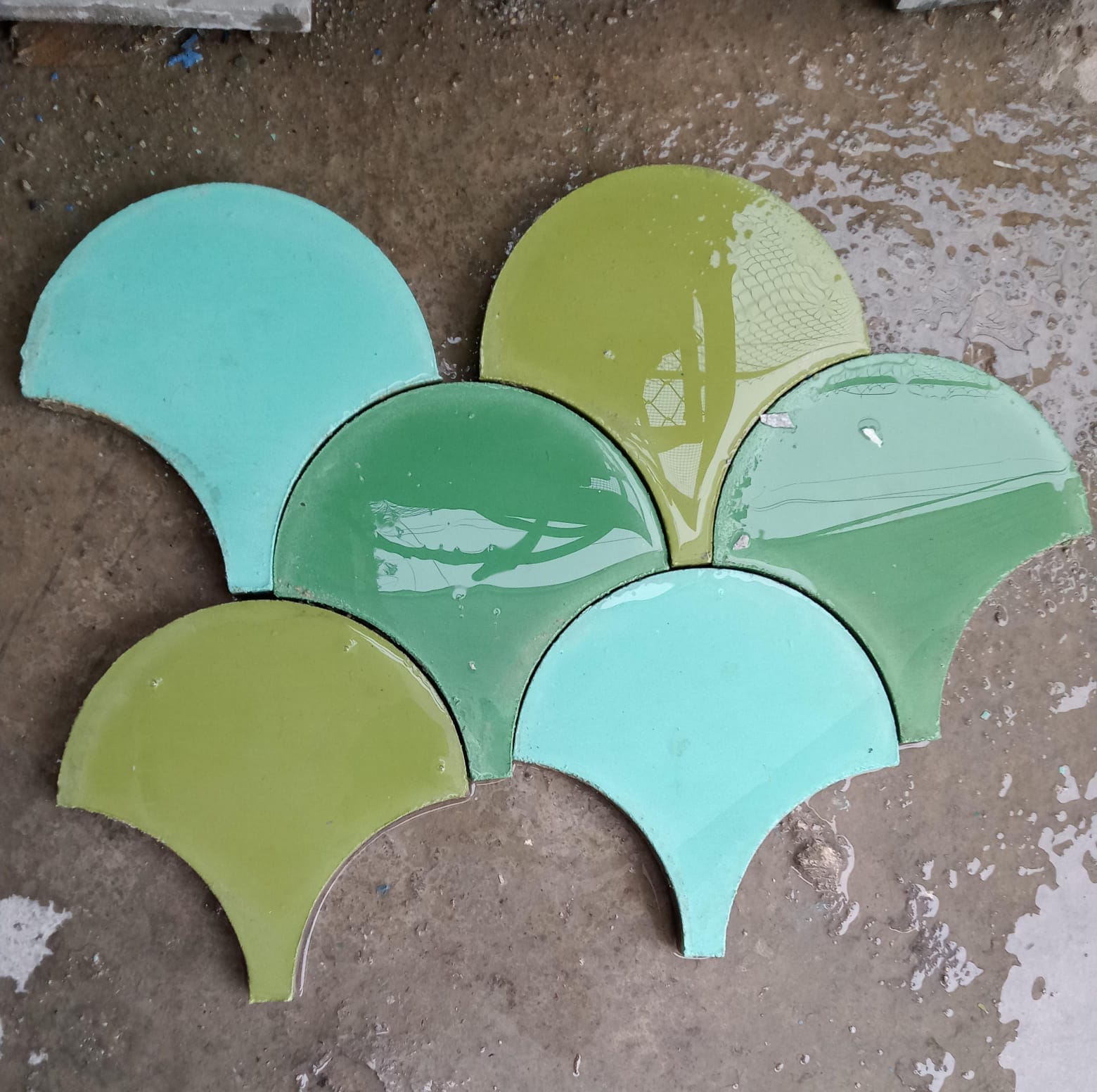 Mosaicos tipo globo tonos verdes México