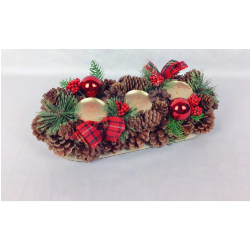 Centro de Mesa con Portavelas Navideño Mexico 