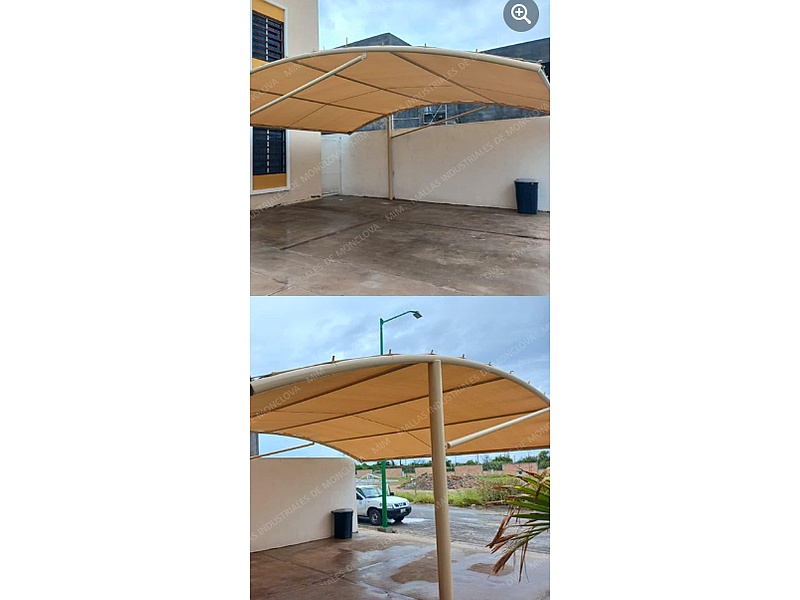 toldo concavo con malla sombra beige México Cercas y Mallas Profesionales