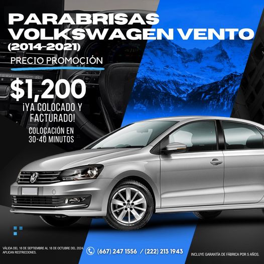 PARABRISAS DE VOLKSWAGEN VENTO 2014-2021 CDMX