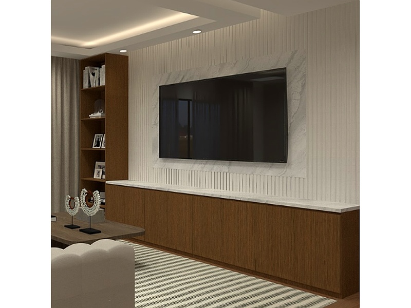 Mueble para sala de Televisión Blanco Nogal México