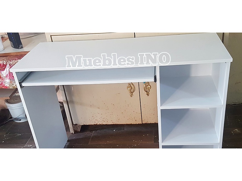 Escritorio blanco con barra para teclado Mexico Muebles INO Mayoreo y Menudeo