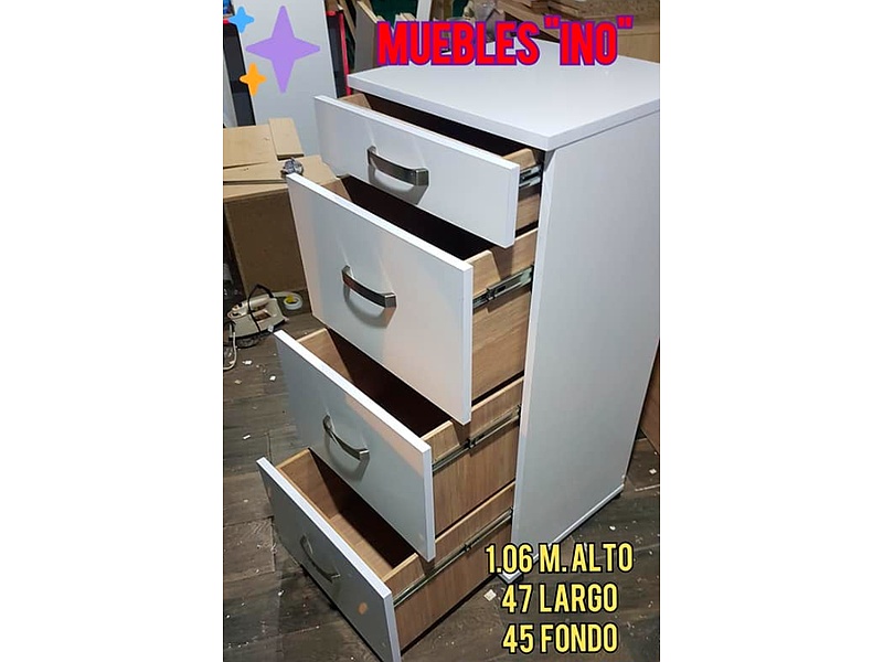 Archivador blanco 4 cajones Mexico Muebles INO Mayoreo y Menudeo