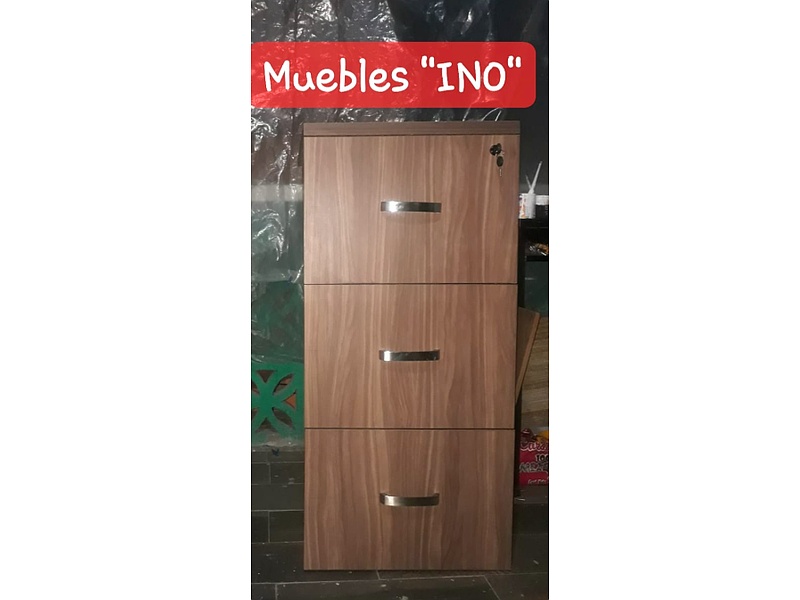 Archivador café 3 cajones Mexico Muebles INO Mayoreo y Menudeo