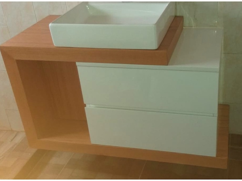 Mueble café con blanco para lavamanos Mexico Muebles zamora